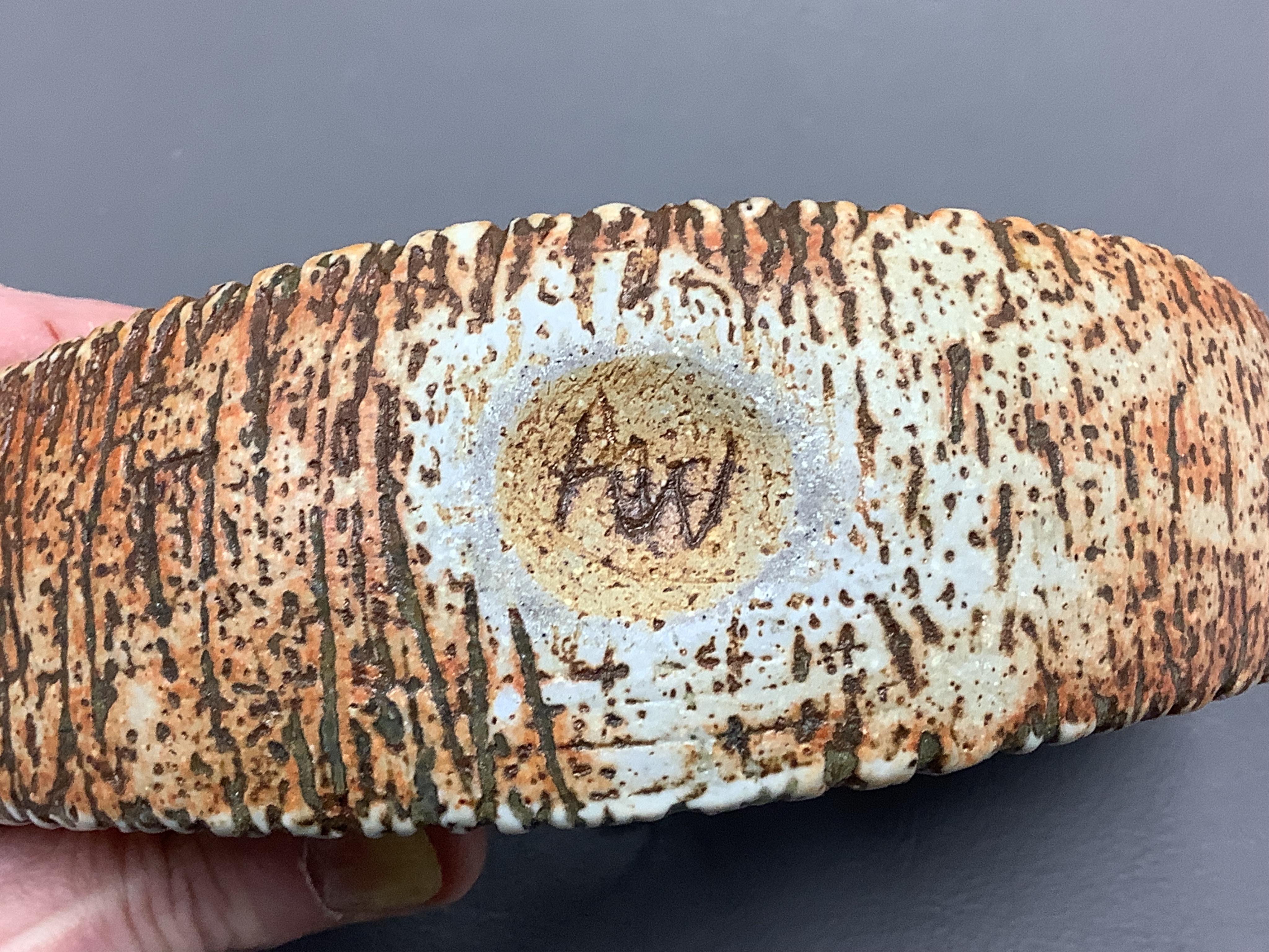 Alan Wallwork (1931-2019), a studio stoneware ‘melon slice’, 18cm wide